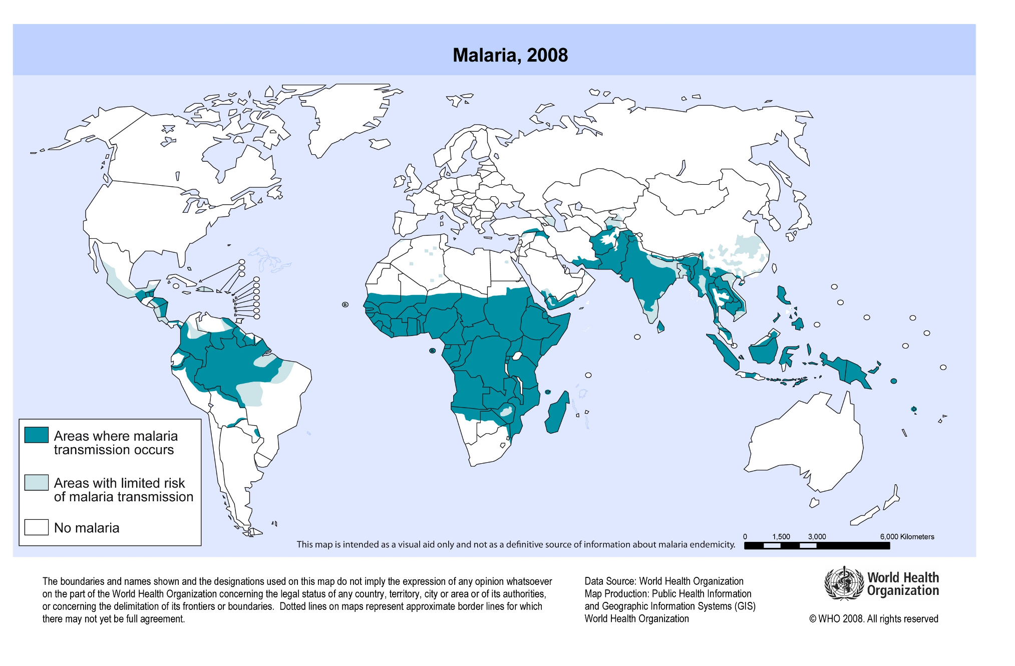 Areas of risk for Malaria