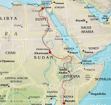 Map for Nile and Rift Valleys