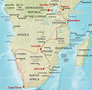 Map for The Great African Journey